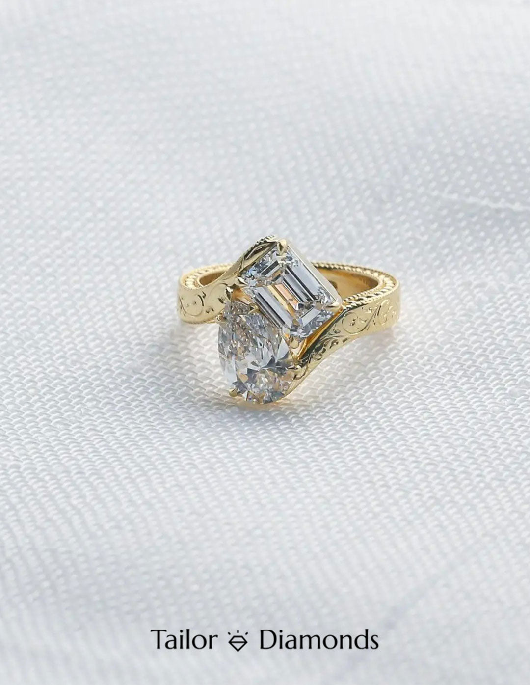 Double Strand Twisted Vine Double Diamond Staggered Stackable Ring