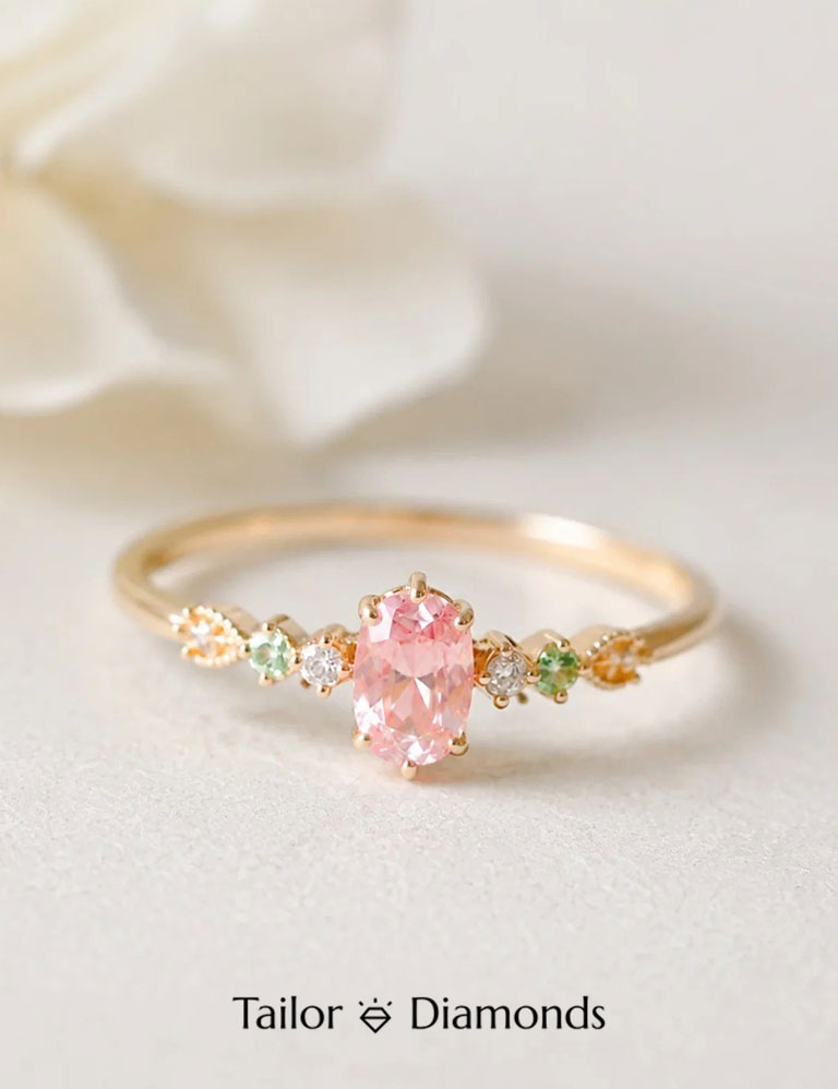 Oval Pink Sapphire Thin Ring