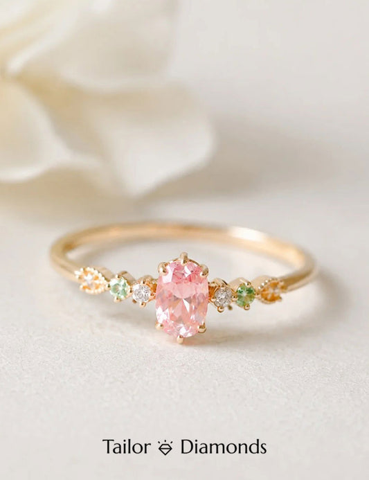 Oval Pink Sapphire Thin Ring