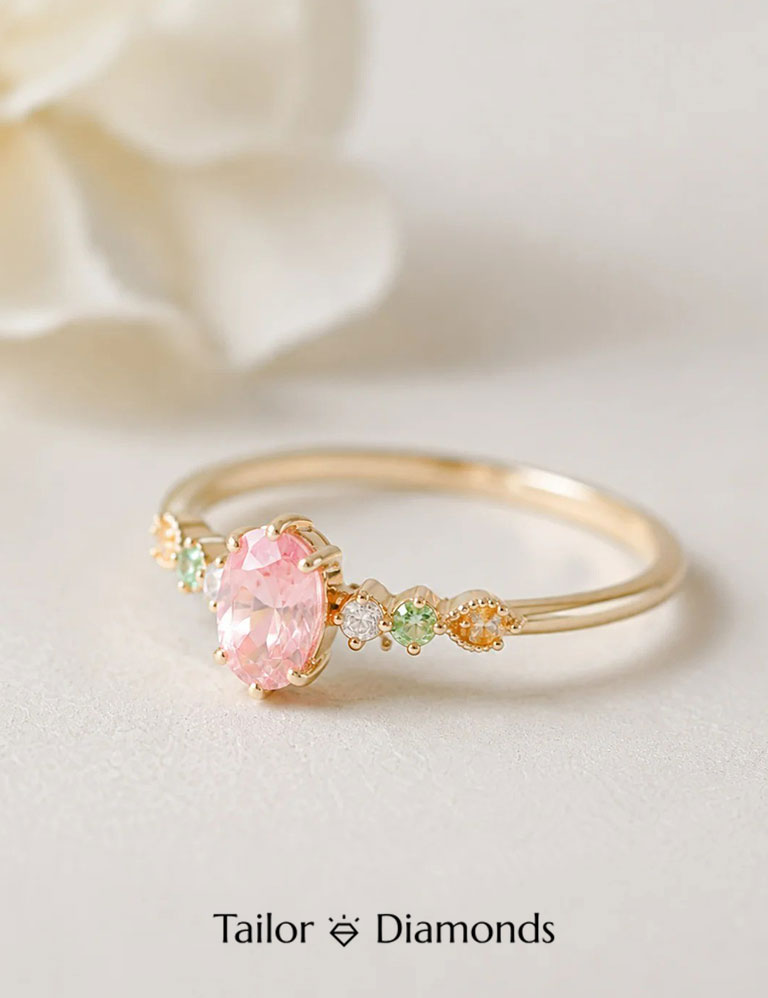 Oval Pink Sapphire Thin Ring