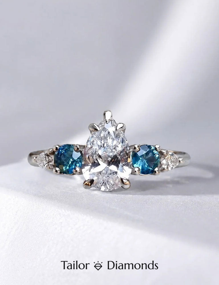 Pear Shaped Blue Diamond Ring
