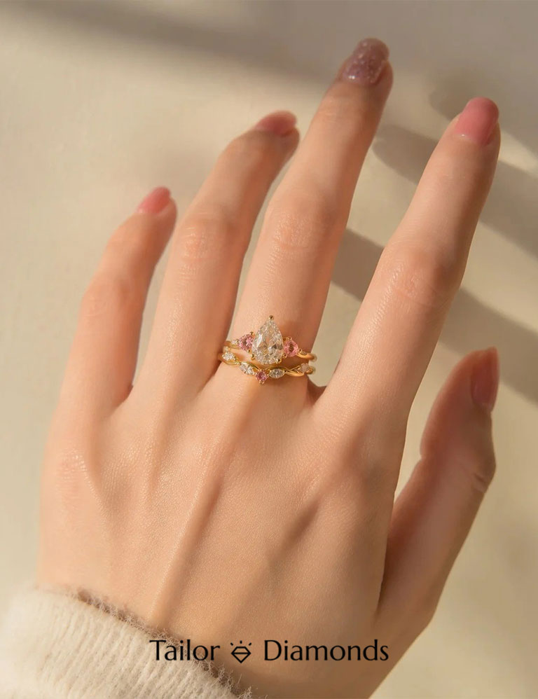 Pear Shaped Pink Diamond Ring