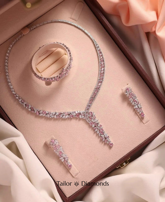 Pink Diamond Gradient Luxury Dinner Jewelry Set