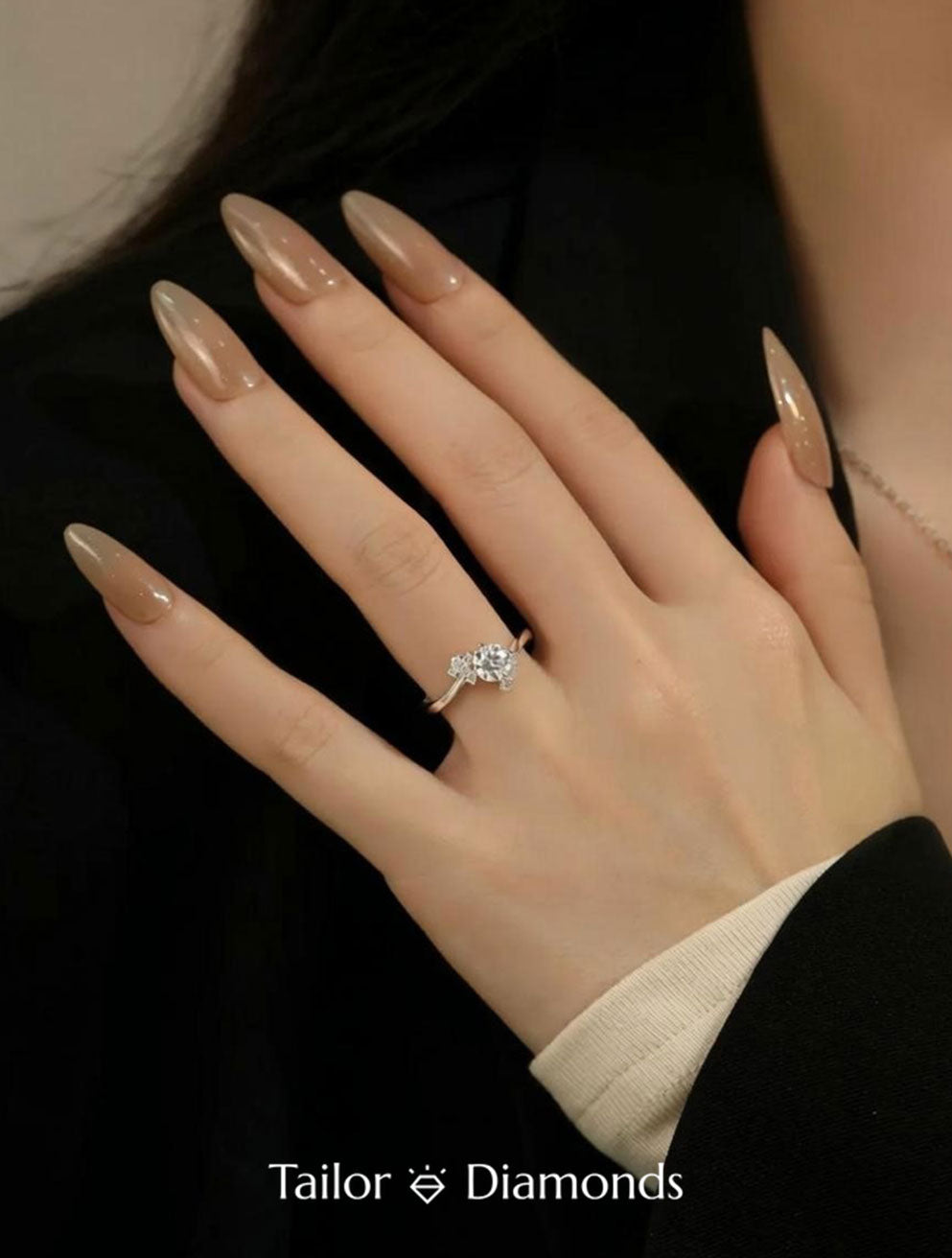 Rose Gold Three Stone Round Diamond Ring