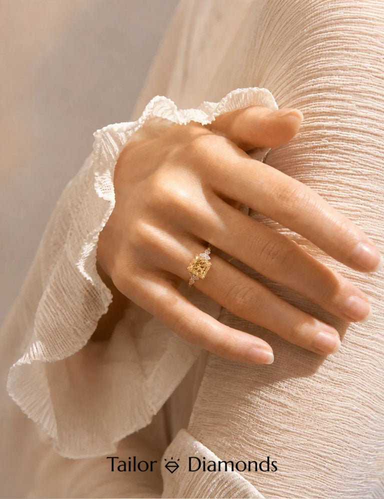 Square Yellow Diamond Ring