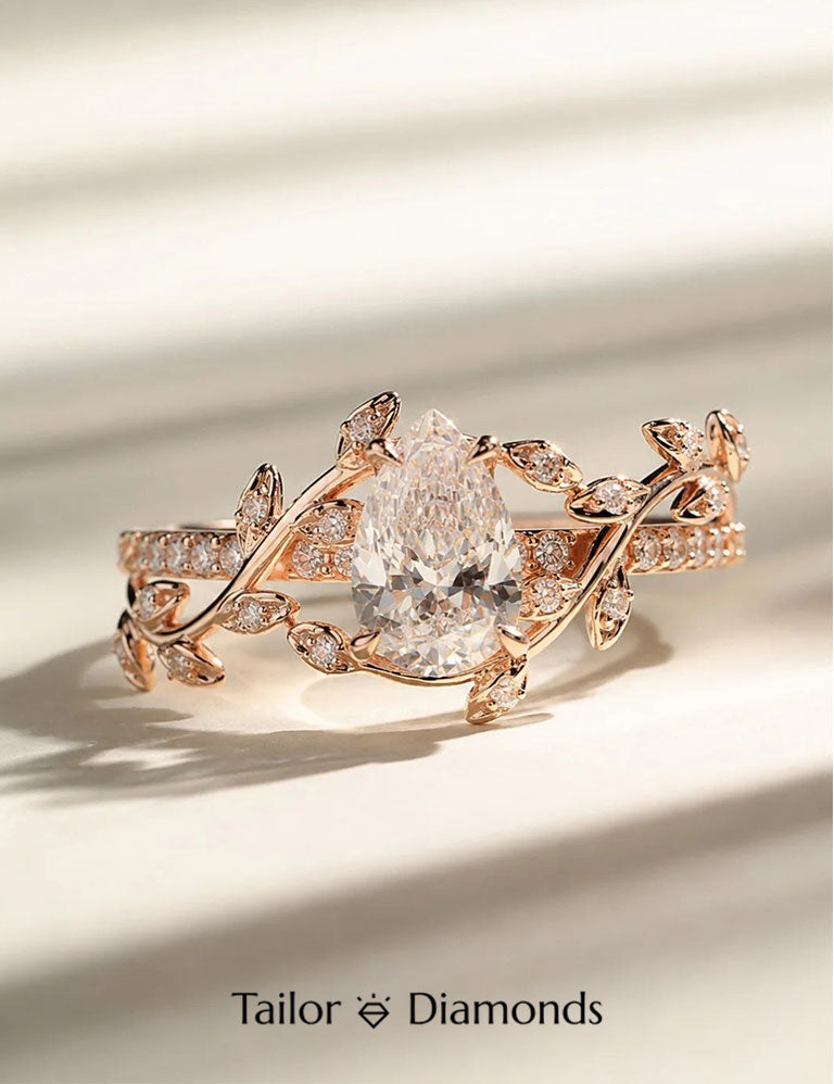 Teardrop Rose Gold Diamond Ring