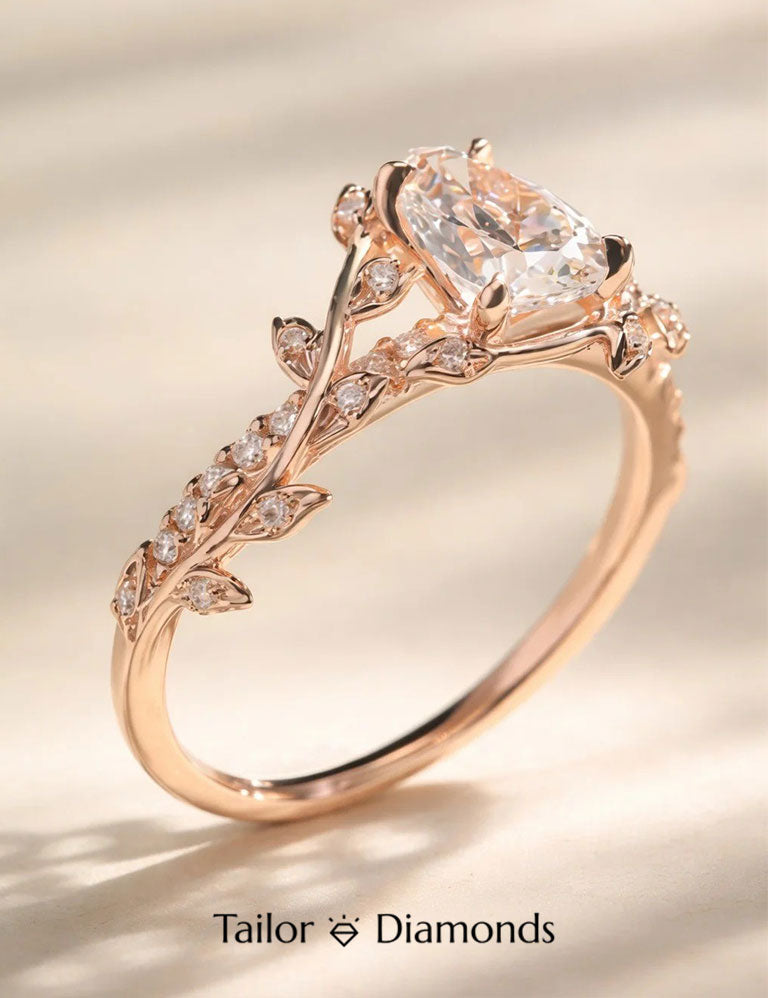 Teardrop Rose Gold Diamond Ring