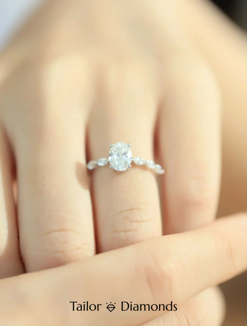 Two-Tone Gold Petal Halo Round Diamond Ring