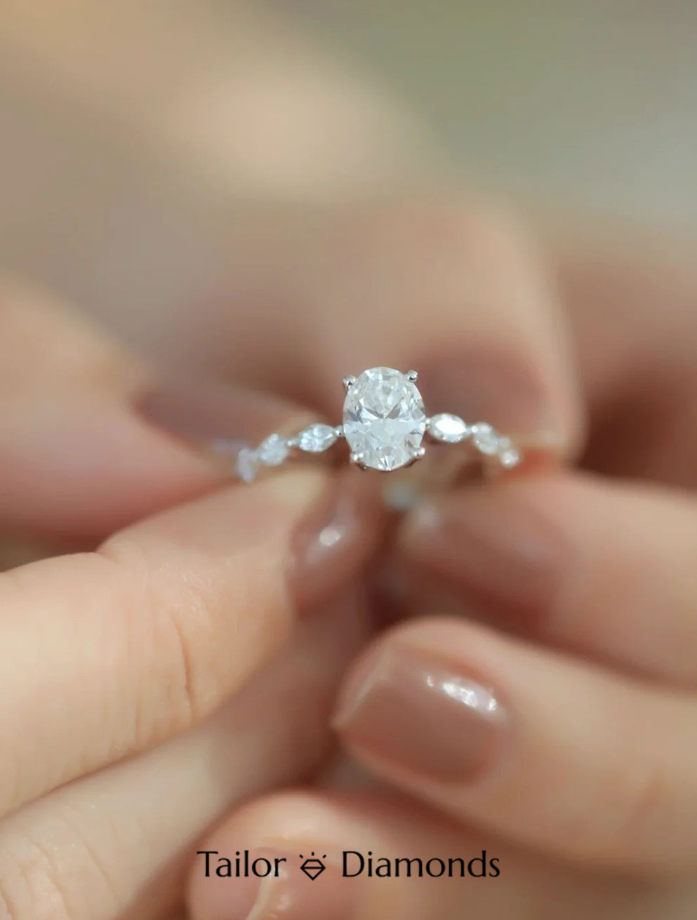 Two-Tone Gold Petal Halo Round Diamond Ring