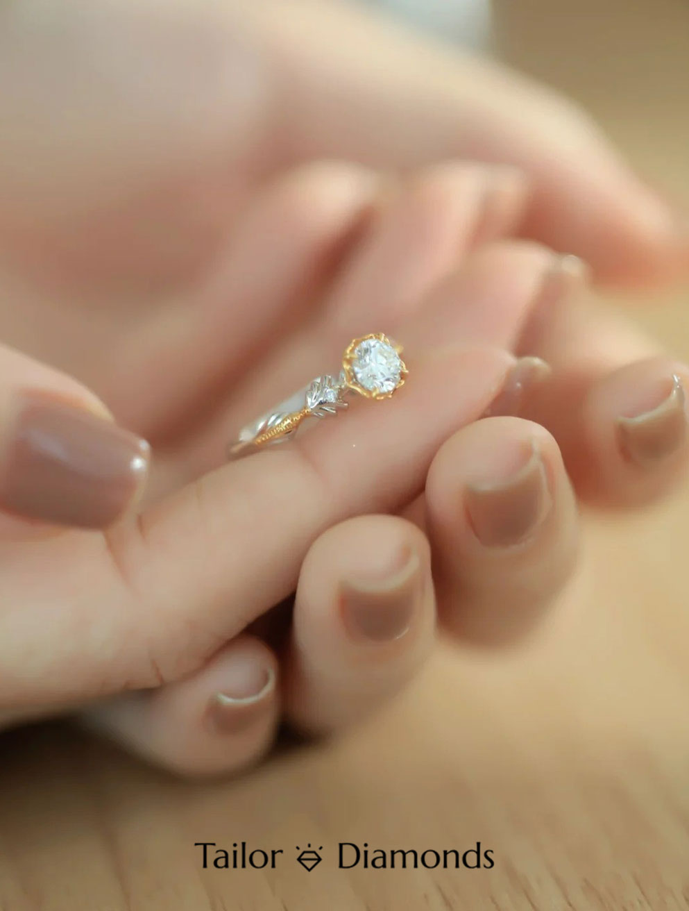 White Gold Four Prong Half Pave Round Diamond Ring