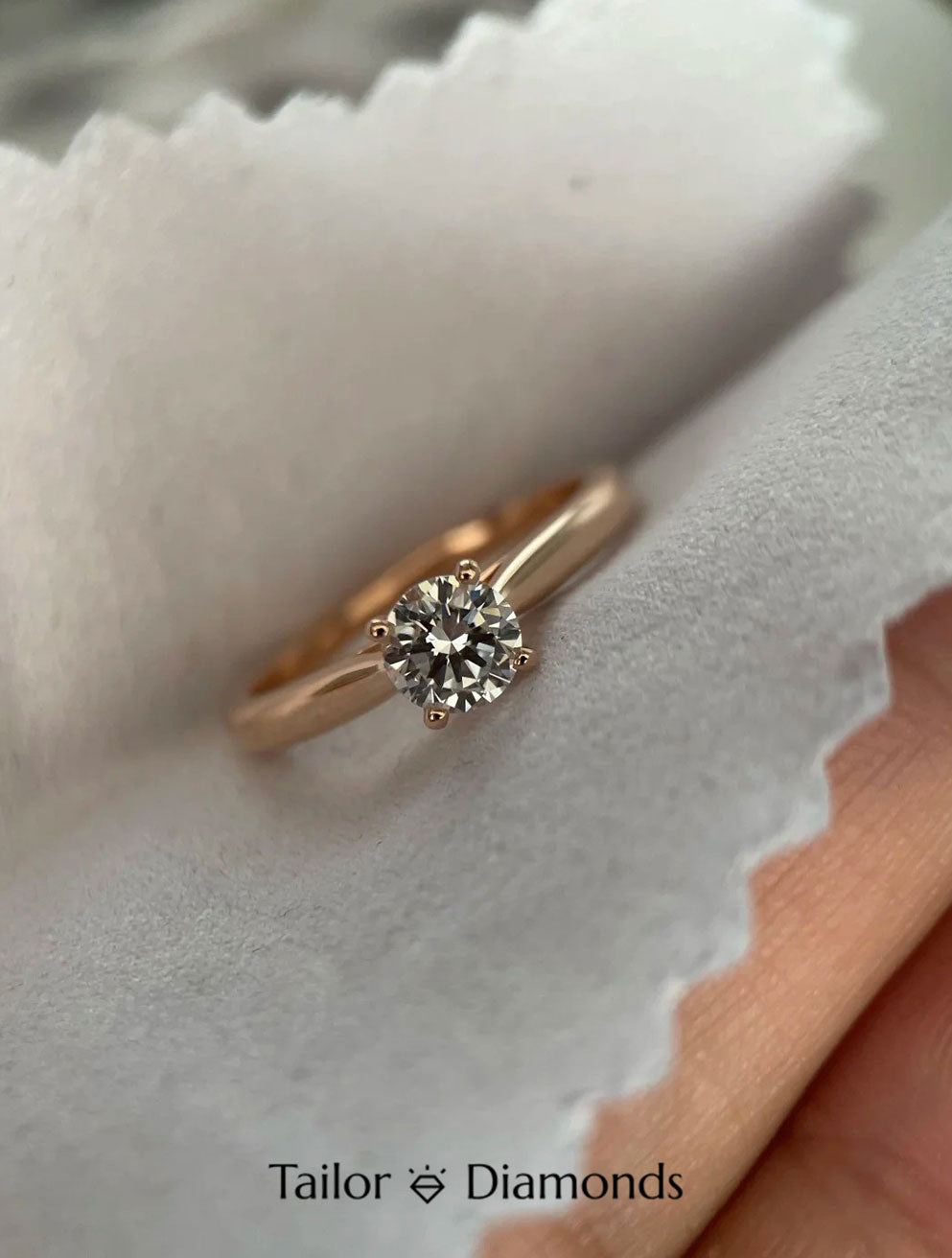 White Gold Twisted Band Three Prong Round Diamond Ring