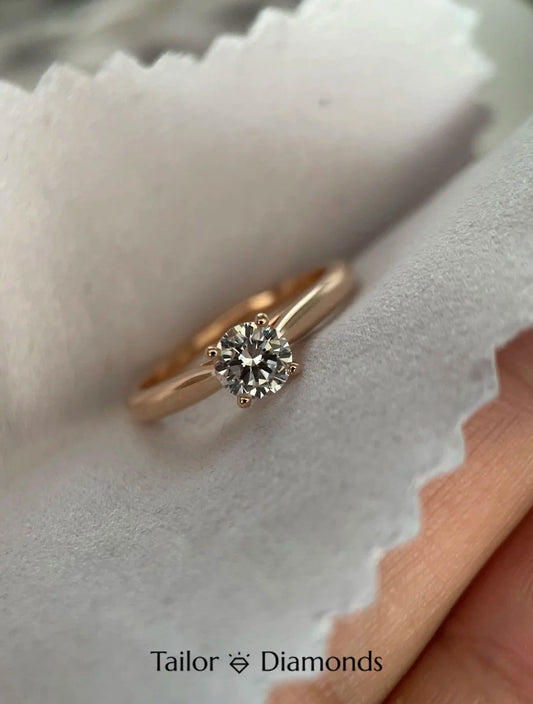 White Gold Twisted Band Three Prong Round Diamond Ring