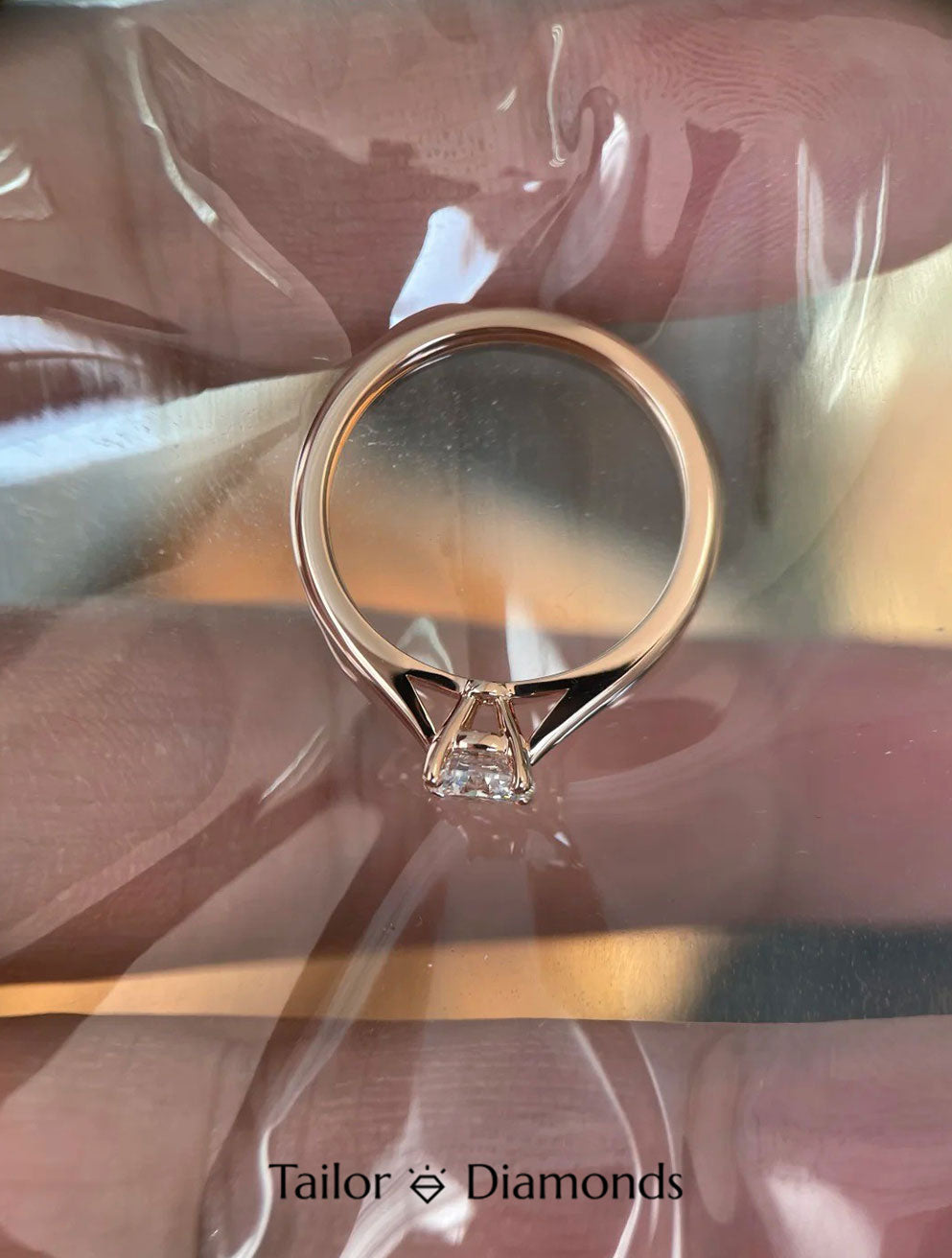 White Gold Twisted Band Three Prong Round Diamond Ring