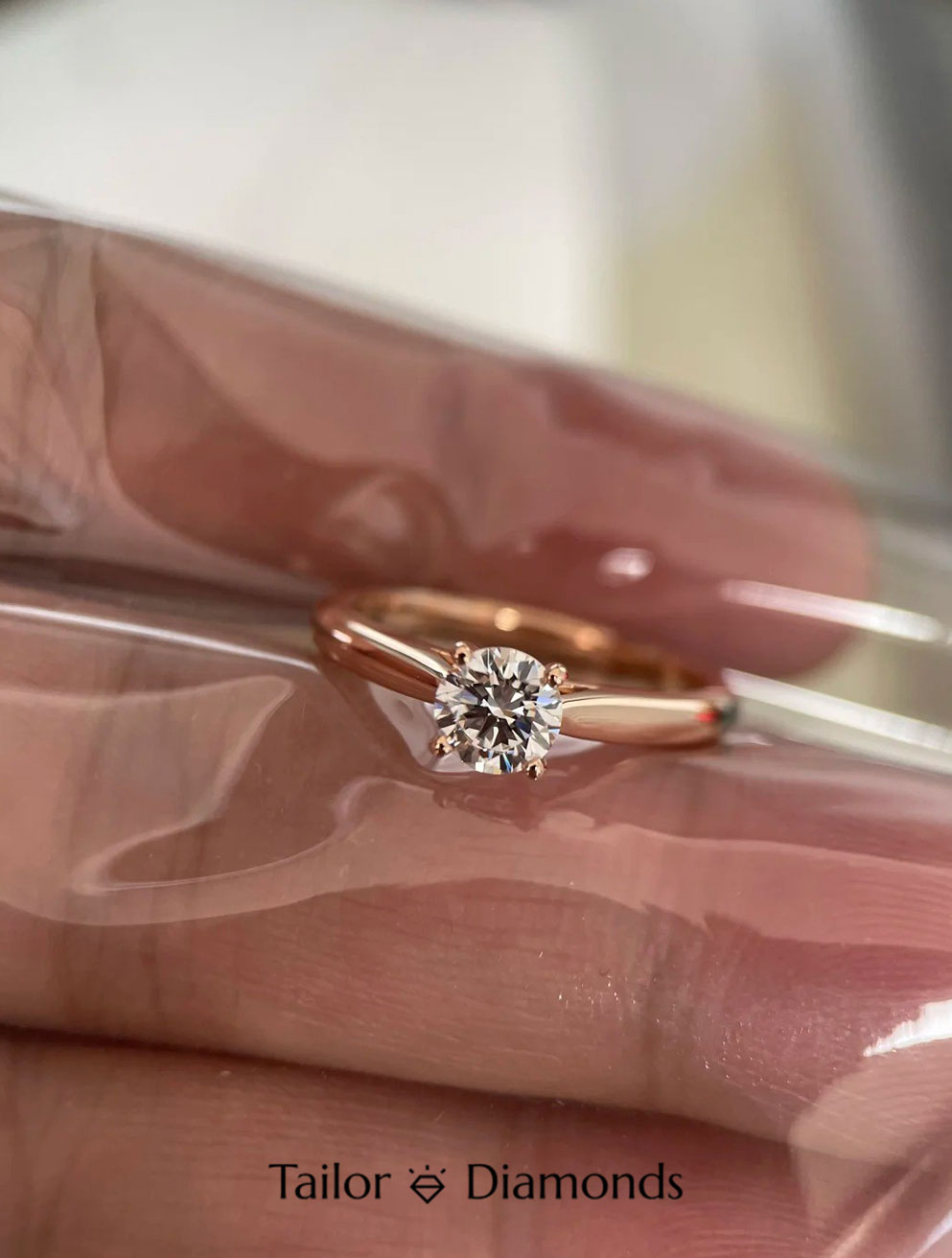 White Gold Twisted Band Three Prong Round Diamond Ring