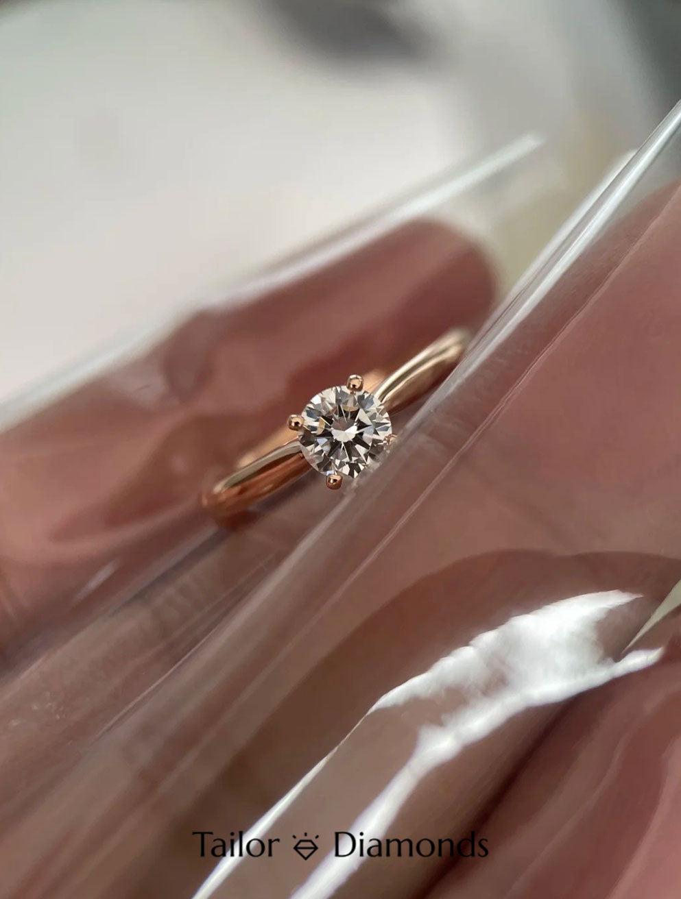 White Gold Twisted Band Three Prong Round Diamond Ring