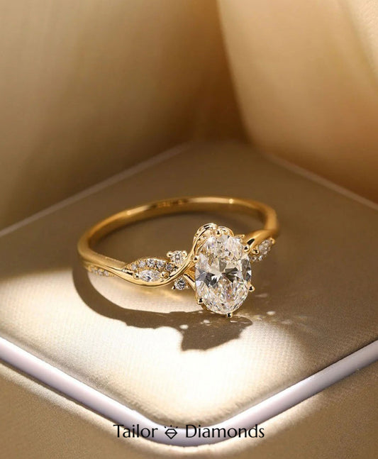 Yellow Gold Oval Diamond Ring