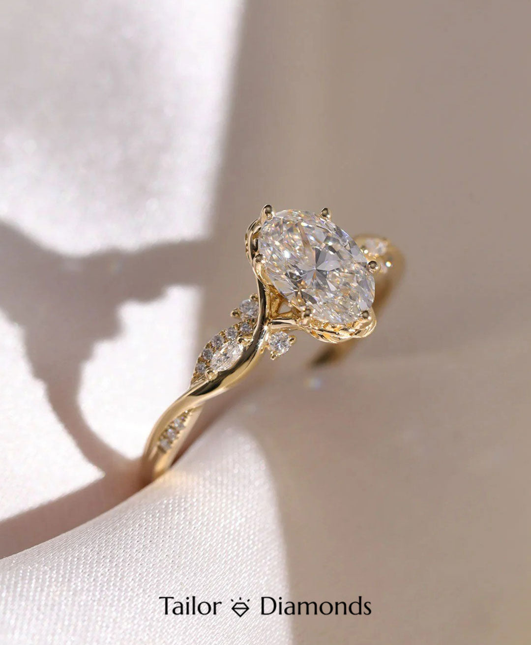 Yellow Gold Oval Diamond Ring